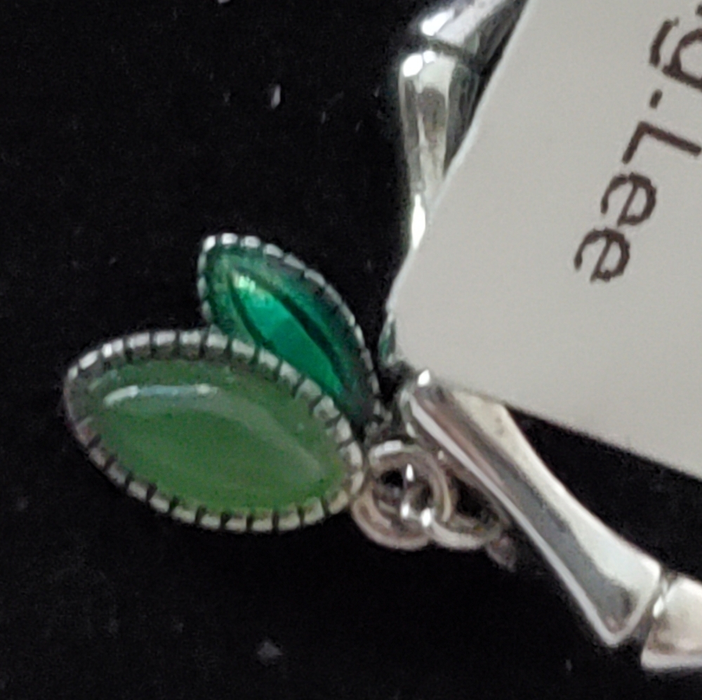 NWT Emerald and Jade 925 silver dangle charms ring